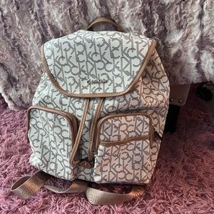Calvin Klein Backpack Beige and white monogram